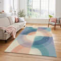 Modern Abstract Celestial Rug Overlapping Circles Area Mat Pastel