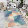 Modern Abstract Celestial Rug Overlapping Circles Area Mat Pastel