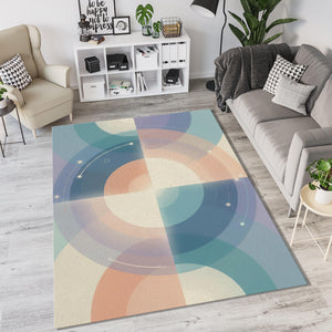 Modern Abstract Celestial Rug Overlapping Circles Area Mat Pastel