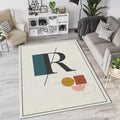 Minimalist Letter R Rug Modern Typography Initial Area Mat