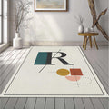 Minimalist Letter R Rug Modern Typography Initial Area Mat