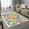 Colorful Kids Adventure Maze Rug Playful Doodle Map Area Mat