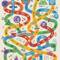 Colorful Kids Adventure Maze Rug Playful Doodle Map Area Mat