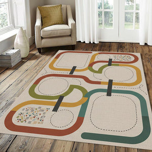 Modern Schematic Path Rug Minimalist Abstract Geometric Area Mat