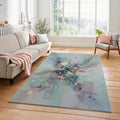 Modern Abstract Ethereal Rug Digital Flow Sage and Lavender Area