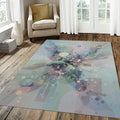 Modern Abstract Ethereal Rug Digital Flow Sage and Lavender Area