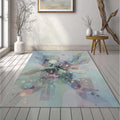 Modern Abstract Ethereal Rug Digital Flow Sage and Lavender Area