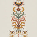 Modern Mystical Totem Rug Abstract Sun Moon and Eye Area Mat