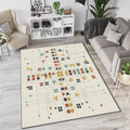 Modern Geometric Logic Rug Abstract Symmetric Grid Area Mat