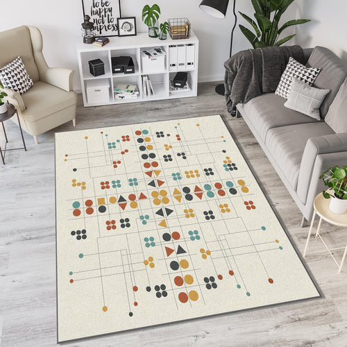 Modern Geometric Logic Rug Abstract Symmetric Grid Area Mat