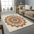 Bohemian Mandala Area Rug Ornate Terracotta & Navy Blue Floor Mat