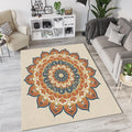 Bohemian Mandala Area Rug Ornate Terracotta & Navy Blue Floor Mat
