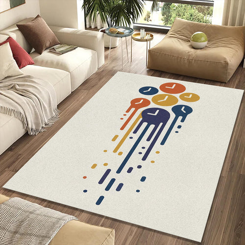 Time Surrealist Rug Abstract Melting Clocks Area Mat Modern