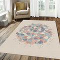 Modern Abstract Floral Bloom Rug Organic Pastel Petals Area Mat