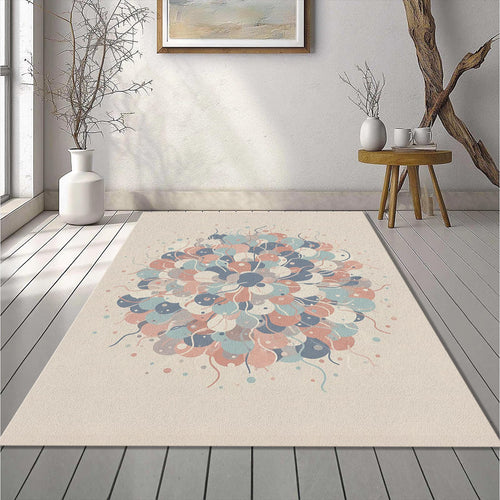 Modern Abstract Floral Bloom Rug Organic Pastel Petals Area Mat