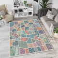 Abstract Symbolic Mosaic Rug Colorful Discovery Playroom Area Mat