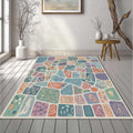 Abstract Symbolic Mosaic Rug Colorful Discovery Playroom Area Mat
