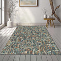 Modern Technical Circuitry Rug Abstract Microchip Area Mat Teal