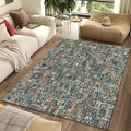 Modern Technical Circuitry Rug Abstract Microchip Area Mat Teal