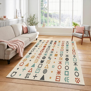 Modern Cryptography Abstract Rug Minimalist Glyphs & Symbols Area