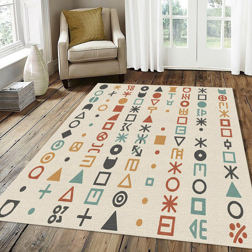 Modern Cryptography Abstract Rug Minimalist Glyphs & Symbols Area
