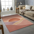 Desert Sunrise Area Rug Minimalist Boho Landscape Mat Terracotta