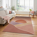 Desert Sunrise Area Rug Minimalist Boho Landscape Mat Terracotta