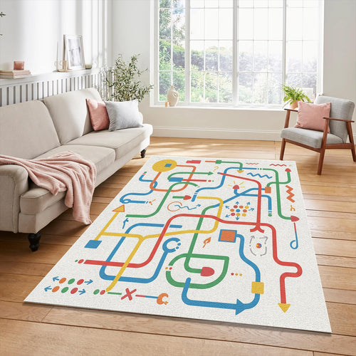 Creative Flow Abstract Rug Modern Infographic Area Mat Playful