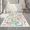 Creative Flow Abstract Rug Modern Infographic Area Mat Playful