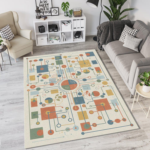 Modern Technical Circuitry Rug Abstract Motherboard Area Mat