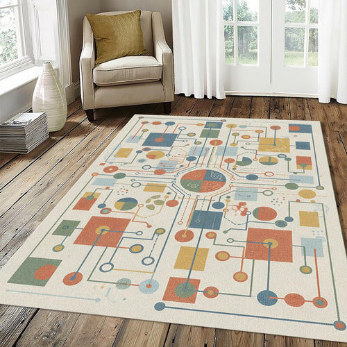 Modern Technical Circuitry Rug Abstract Motherboard Area Mat