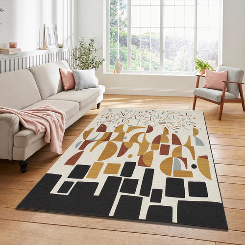 Modern Abstract Geometric Rug Urban Rhythm Cityscape Area Mat