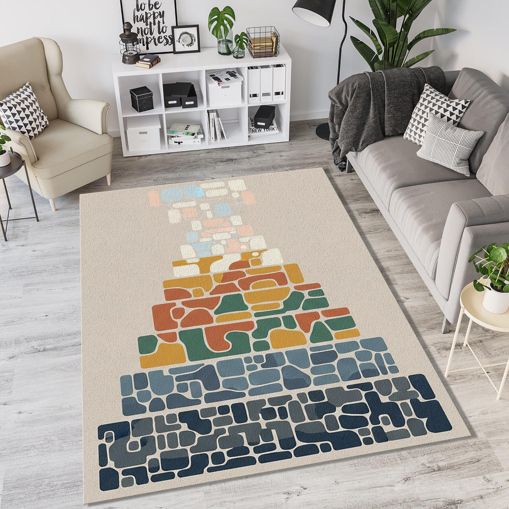 Modern Abstract Pyramid Rug Organic Geometric Strata Area Mat