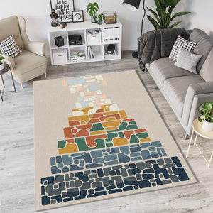 Modern Abstract Pyramid Rug Organic Geometric Strata Area Mat
