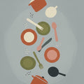 Floating Kitchen Utensils Rug Modern Culinary Whimsy Area Mat