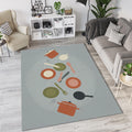 Floating Kitchen Utensils Rug Modern Culinary Whimsy Area Mat