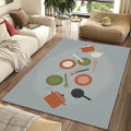 Floating Kitchen Utensils Rug Modern Culinary Whimsy Area Mat