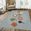 Floating Kitchen Utensils Rug Modern Culinary Whimsy Area Mat
