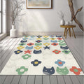 Cute Cats and Flowers Kids Rug Colorful Nursery Animal Area Mat