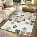 Cute Cats and Flowers Kids Rug Colorful Nursery Animal Area Mat