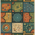Modern Strategic Game Rug Abstract Maze Levels Area Mat