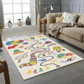 Kids Doodle Adventure Rug Colorful Crayon Style Play Mat Nursery