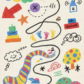 Kids Doodle Adventure Rug Colorful Crayon Style Play Mat Nursery
