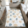 Coastal Sea Shells Area Rug Nautical Starfish Pattern Floor Mat
