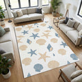 Coastal Sea Shells Area Rug Nautical Starfish Pattern Floor Mat