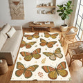 Modern Folk Art Butterfly Rug Bohemian Monarch Pattern Area Mat