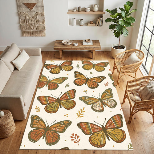 Modern Folk Art Butterfly Rug Bohemian Monarch Pattern Area Mat