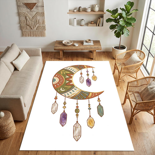 Bohemian Crescent Moon Crystals Rug
