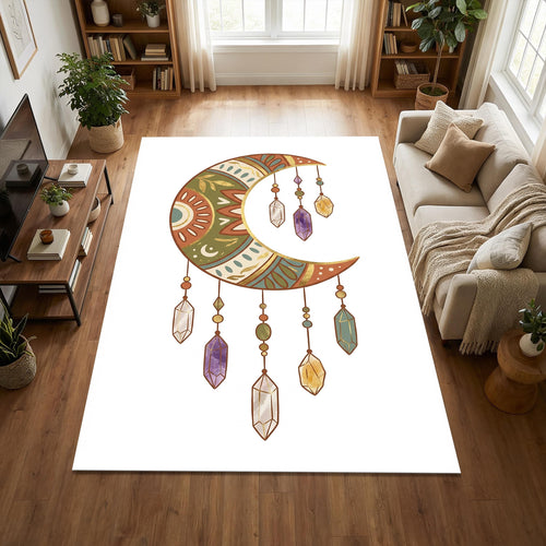 Bohemian Crescent Moon Crystals Rug