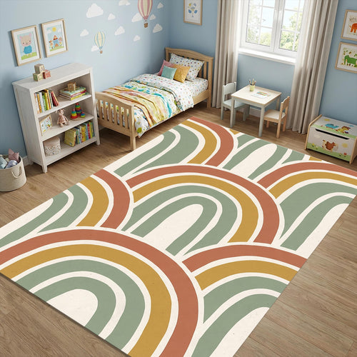 Boho Arches Area Rug Mid Century Modern Rainbow Floor Mat